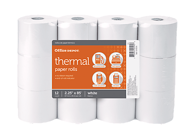 Office Depot Brand Thermal Paper Rolls 2 14 x 85 White Pack of 12