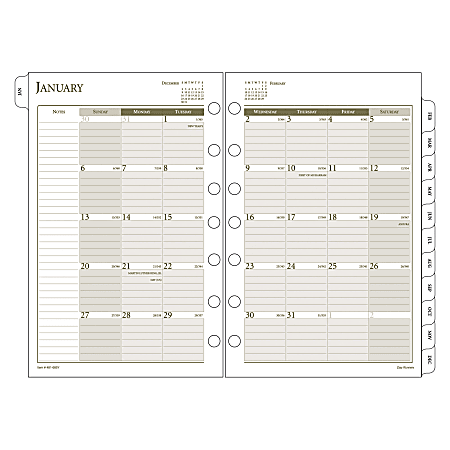 Day Runner PRO 60percent Recycled Monthly Planner Refill 5 12 x 8 12 2