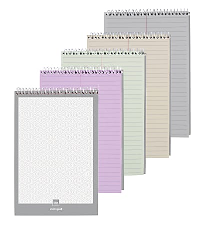 Office Depot® Brand Assorted Steno Notebooks, Pastel, 6" x 9", 80 Sheets, Pack Of 4