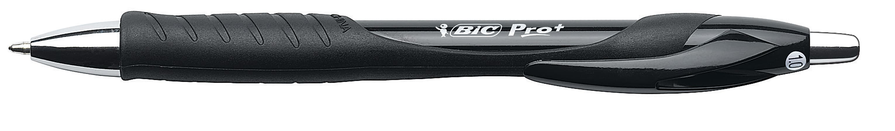BIC® Pro+ Retractable Ballpoint Pens, Medium Point, 1.0 mm, Black Barrel, Black Ink, Pack Of 4 Pens