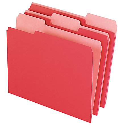 Office Depot® Brand 2-Tone File Folders, 1/3 Cut, Letter Size, Red, Box Of 100