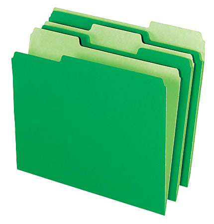 Office Depot® Brand 2-Tone File Folders, 1/3 Cut, Letter Size, Bright Green, Box Of 100
