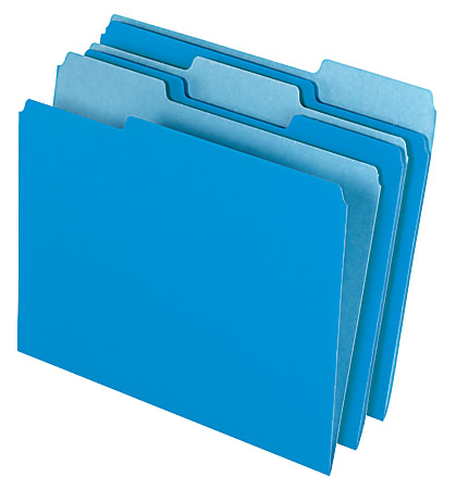 Office Depot® Brand 2-Tone File Folders, 1/3 Cut, Letter Size, Blue, Box Of 100