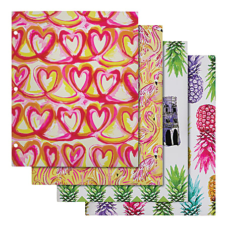 Divoga® 2-Pocket Paper Folder, Tropical Punch Collection, Letter Size, Assorted Colors