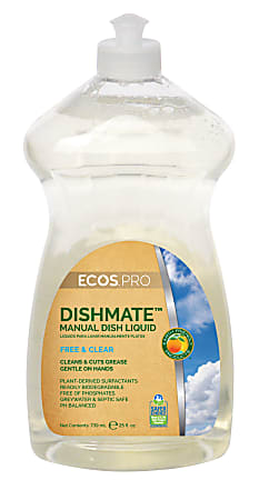 Earth Friendly Products Dishmate Dishwashing Liquid, Free & Clear Scent, 25 Oz Bottle