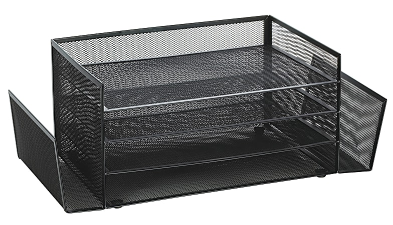 Office Depot&reg; Brand Mesh 4-Shelf 2-Sided Desk Sorter, Black