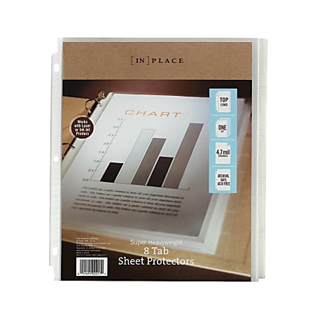 Top-Load Heavyweight Poly Sheet Protectors By [IN]PLACE®, 8 1/2" x 11", 8-Tab