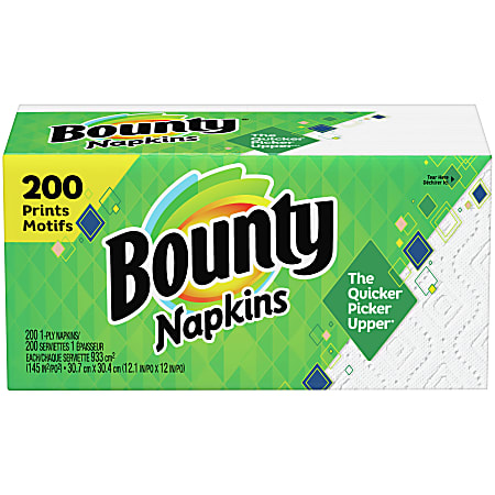 Bounty Quilted 1-Ply Napkins, White, Pack Of 200