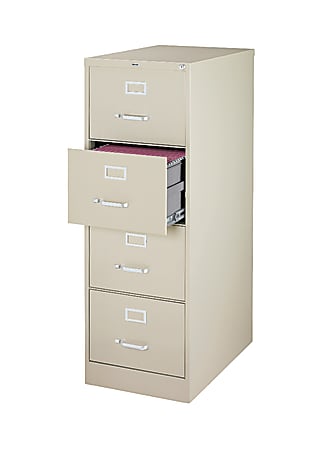 OfficeMax Four-Drawer Commercial Vertical File, 26-1/2" D, Legal Size, Putty