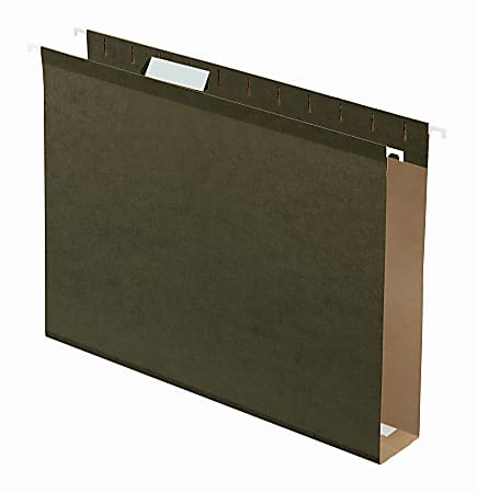 Office Depot® Brand Tab-View Extra-Capacity Box-Bottom Hanging Folders, Letter Size (8-1/2" x 11"), 2" Expansion, 70% Recycled, Green, Box Of 25