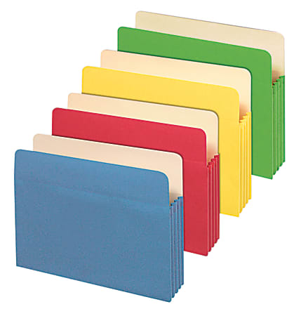 Office Depot® Brand File Cabinet Pockets, Letter Size, 3 1/2" Expansion, Assorted Colors, Pack Of 5 Pockets