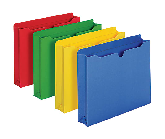 Office Depot® Brand Color File Jackets, 2" Expansion, 8 1/2" x 11", Letter Size, Assorted Colors, Pack Of 10 Jackets