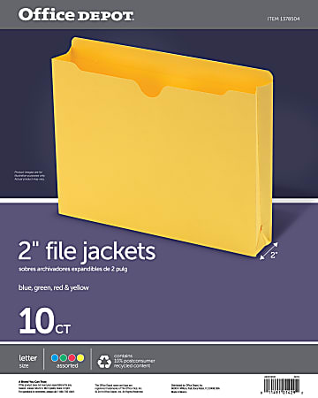 2 Expansion Office Depot Brand Manila File Jackets Legal Size Pack of 8 Jackets 