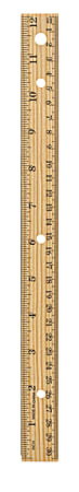 Office Depot® Brand Wood Metal-Edge Ruler For Binders, 12", Natural