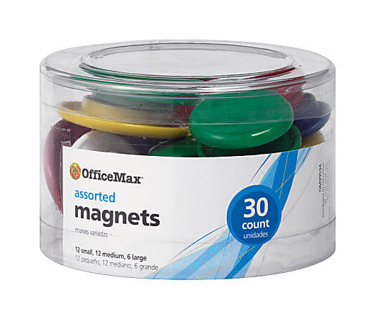 OfficeMax Brand Assorted Size Magnets Assorted Colors Pack Of 30 ...