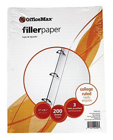 Office Depot® Brand Filler Paper, 8" x 11", 200 Count, College, 15-lb