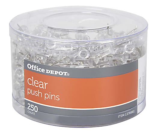 Office Depot® Brand Pushpins, Standard, 1/2", Clear, Pack Of 250