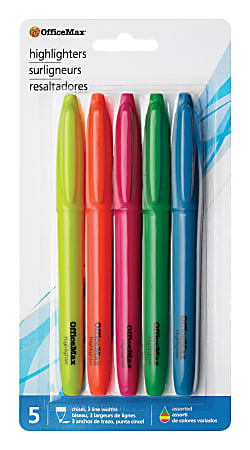 OfficeMax Pen Style Highlighter - 5 Pack, Assorted