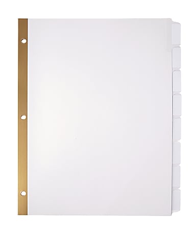 Office Depot® Brand Index Dividers, 8 Tabs, 8 1/2" x 11", White, Pack Of 5