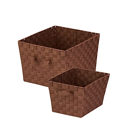 Honey-Can-Do 2-Piece Woven Baskets With Liners Set, 15"L x 13"W x 10"H, Java Brown