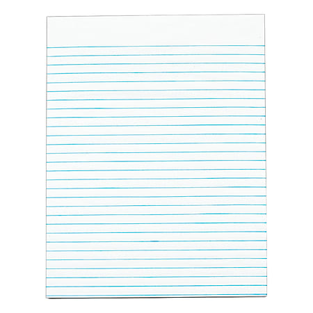 OfficeMax Gummed Pad, 8 1/2" x 11", Wide Ruled, 50 Sheets, 100% Recycled, White, Pack Of 12