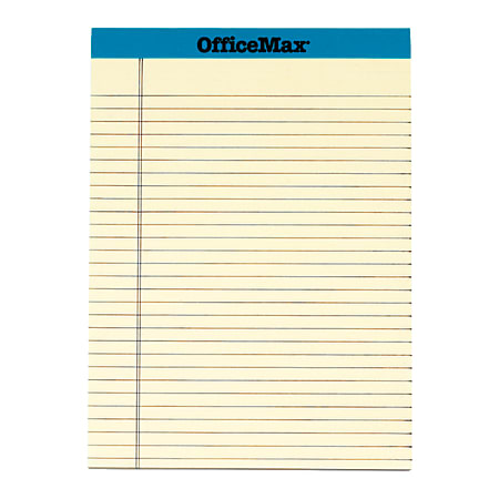 OfficeMax Perforated Pads, 8 1/2" x 11", 16 Lb, Legal Ruled, Cream, 50 Sheets Per Pad, Pack Of 12