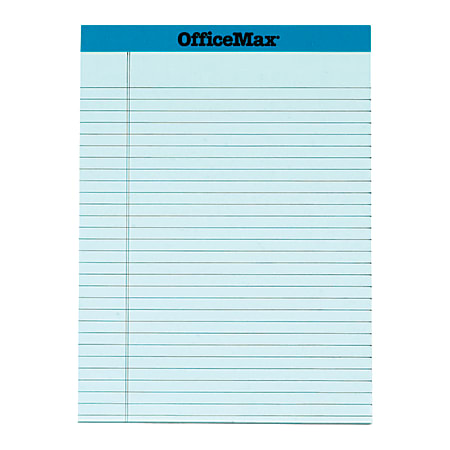 OfficeMax Perforated Pads, 8 1/2" x 11", 16 Lb, Legal Ruled, Blue, 50 Sheets Per Pad, Pack Of 12