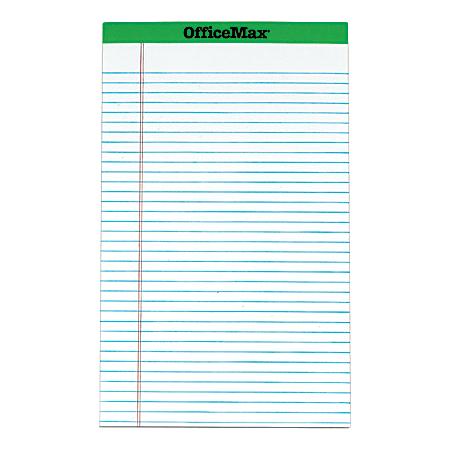 OfficeMax Perforated Pads, 8 1/2" x 14", Legal Ruled, 50 Sheets, 40.2% Recycled, White, Pack Of 12