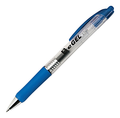 Avery® eGEL® Retractable Pen, Medium Point, 0.7 mm, Acid-Free, Clear Barrel, Blue, Pack Of 12