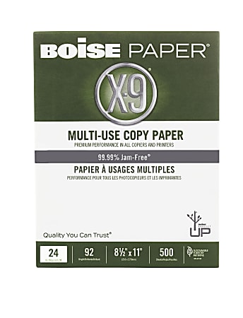 Boise® X-9® Multi-Use Printer & Copy Paper, White, Letter (8.5" x 11"), 500 Sheets Per Ream, 24 Lb, 92 Brightness