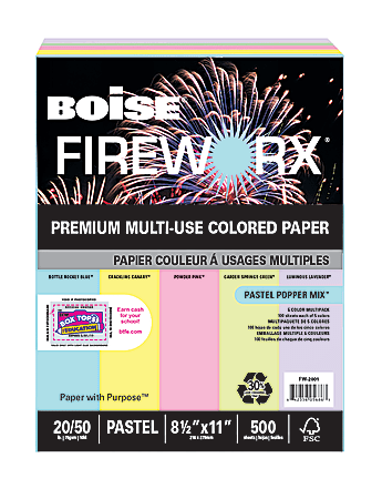 Xerox® Vitality Colors™ Multi-Use Printer & Copy Paper, 1 Ream, Assorted Pastels, Letter (8.5" x 11"), 500 Sheets Per Ream, 20 Lb, 30% Recycled