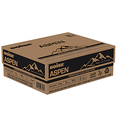Boise® ASPEN® Laser Paper, Legal Size (8 1/2" x 14"), 96 (U.S.) Brightness, 24 Lb, 30% Recycled, FSC® Certified, White, Ream Of 500 Sheets