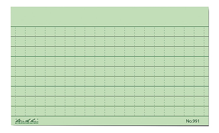 Rite in the Rain® All-Weather Index Cards, 3" x 5", Green, Pack Of 100