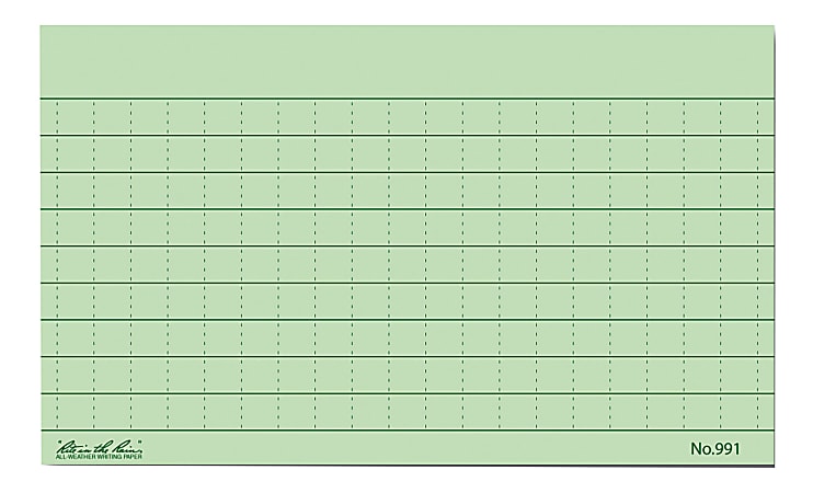 Rite in the Rain® All-Weather Index Cards, 3" x 5", Green, Pack Of 100