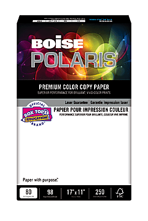 Boise® POLARIS® Color Copy Paper, Ledger (11" x 17"), 80 Lb, 98 (U.S.) Brightness, FSC® Certified, Ream Of 500 Sheets