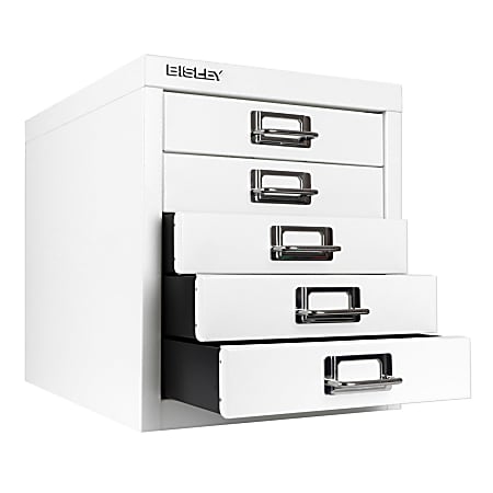 Bisley 5-Drawer Steel Storage Cabinet Chalk White - Hunt Office Ireland