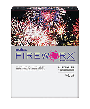 Boise® FIREWORX® Color Multi-Use Printer & Copy Paper, Crackling Canary, Letter (8.5" x 11"), 250 Sheets Per Pack, 65 Lb, 30% Recycled