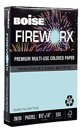 Boise® FIREWORX® Premium Color Multi-Use Printer & Copy Paper, Bottle Rocket Blue, Legal (8.5" x 14"), 500 Sheets Per Ream, 20 Lb, 30% Recycled, FSC® Certified