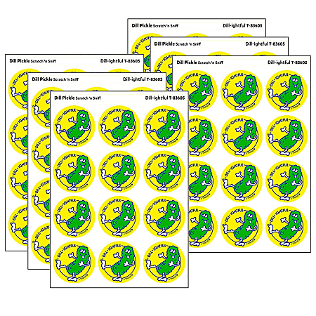 Trend Retro Scratch 'n Sniff Stinky Stickers, Dill-ightful/Dill Pickle Scent, 24 Stickers Per Pack, Bundle Of 6 Packs