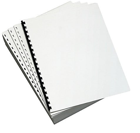 OfficeMax Custom Laser Cut Sheets, 8-1/2"W X 11"L, 1 Part, 24 lb. Bond, Blank White, with 19 Hole GBC Punching on the left side