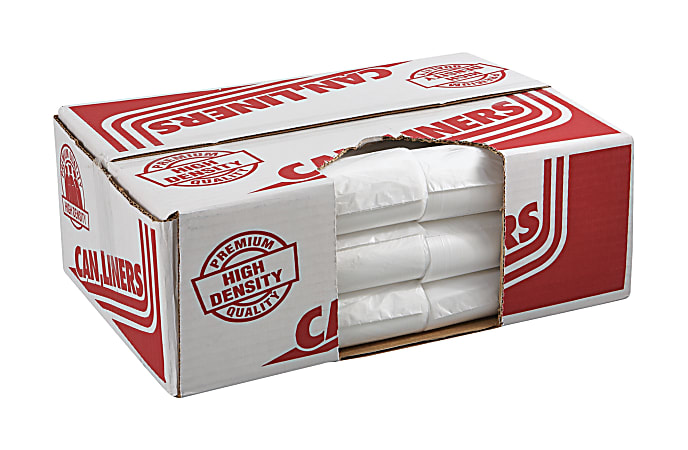 Pitt Plastics High-Density Trash Can Liners, 0.47 mil, 33 Gallons, Clear, Pack Of 250 Liners