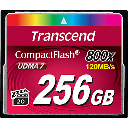 Transcend Premium 256 GB CompactFlash - 120 MB/s Read - 60 MB/s Write - 800x Memory Speed - Lifetime Warranty
