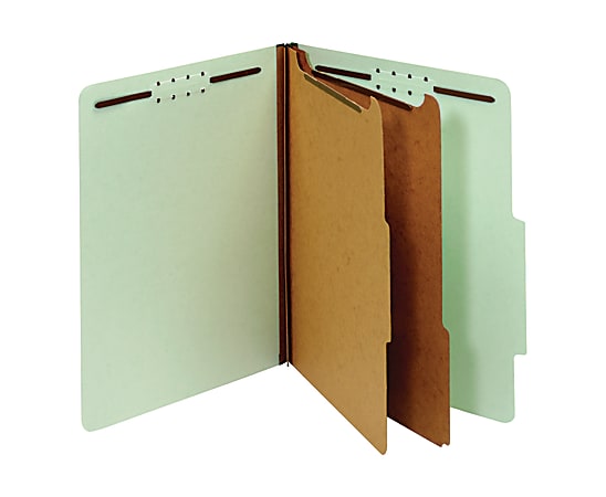 [IN]PLACE® Classification Folders, Letter, 2 Dividers, 30% Recycled, Light Green, Box Of 10 Folders