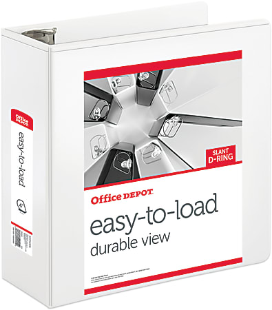 Office Depot® Brand Heavy-Duty Easy-To-Load View 3-Ring Binder, 4" Slant Rings, White