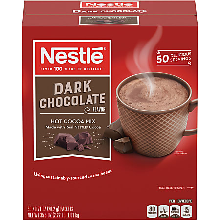 Nestle Dark Chocolate Hot Cocoa, 0.71 Oz., Box Of 50 Packets