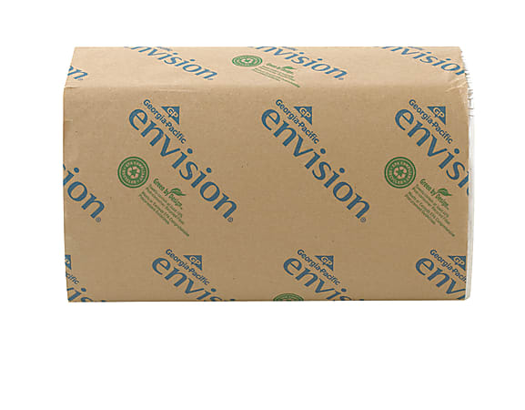 Georgia-Pacific® Envision® Singlefold Paper Towels, 10 1/4" x 9 1/4", White, 250 Towels Per Pack, Carton Of 16 Packs
