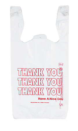 Inteplast Hilex Poly Thank You Bags, 21"H x 11 1/2"W x 6 1/2"D, White, Pack Of 500