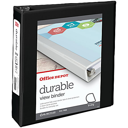 Office Depot® Brand Durable View Slant-Ring 3-Ring Binder, 2" Slant Rings, Black