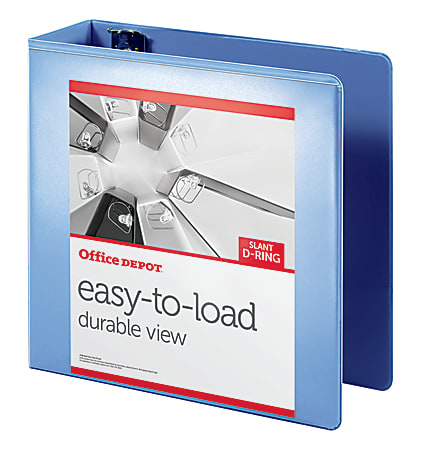 56% Recycled White Office Depot Brand Heavy-Duty Easy-to-Load Slant D-Ring View Binder 4 Rings 