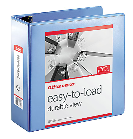 Office Depot® Brand Heavy-Duty Easy-To-Load View 3-Ring Binder, 3" D-Rings, Blueberry